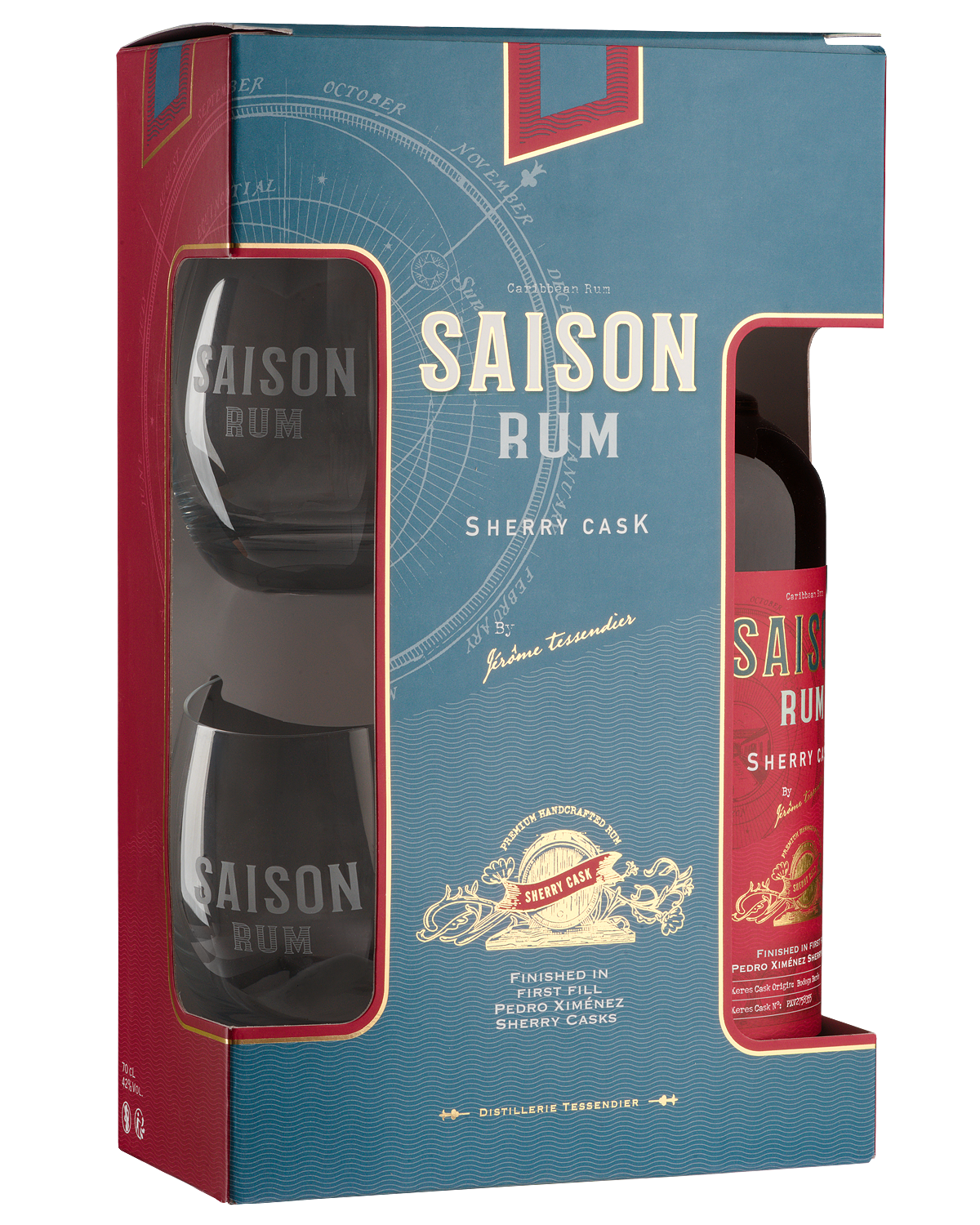Ром Saison Sherry Cask with 2 glasses in gift box 0,7 л фото