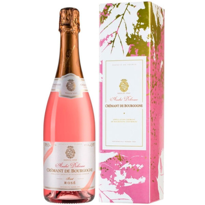 Вино игристое Розовое Брют Andre Delorme Cremant de Bourgogne Brut Rose in gift box 0,75 л фото