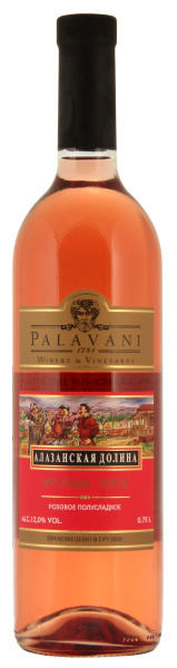 Вино Палавани Розовое Алазанская Долина 2021 розовое полусладкое 12% 0,75 л фото