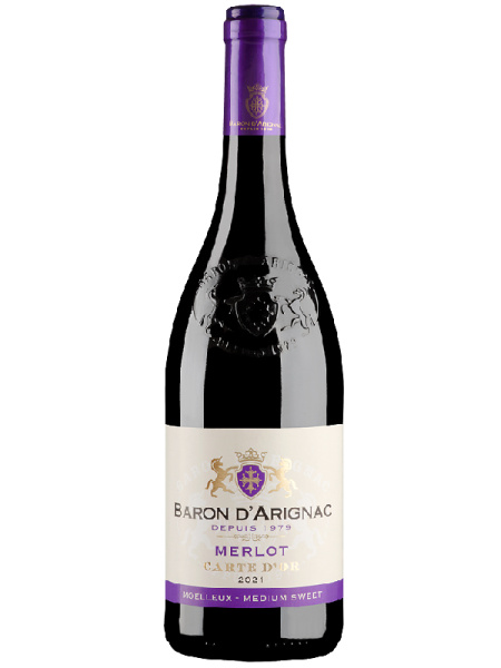 Вино Красное Полусладкое Baron D’Arignac Carte D’Or Merlot 0,75 л фото