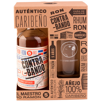 Ром Contrabando 5 Aсos with a glass in gift box 0,70 л фото
