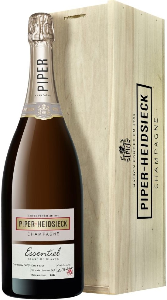 Вино игристое Белое Экстра Брют Piper-Heidsieck Essentiel Blanc de Blancs Extra Brut in wooden box 1,5 л фото