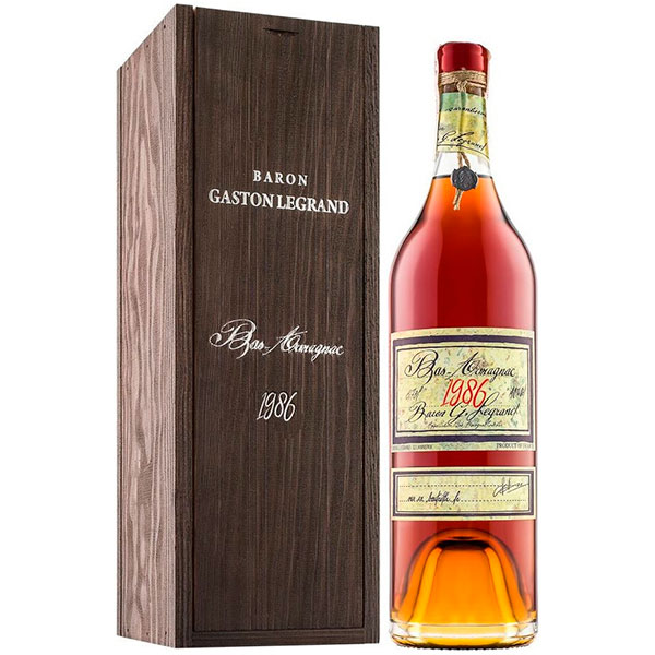 Арманьяк Baron G. Legrand Bas-Armagnac in wooden box 1986 0,7 л фото