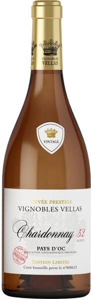Вино Белое Сухое Vignobles Vellas Chardonnay Blend 52 Pays d'Oc 2024 0,75 л фото