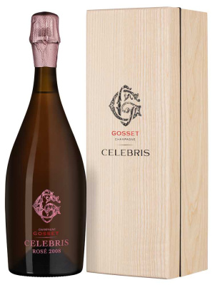 Вино игристое Розовое Брют Gosset Celebris Brut Rose Champagne in wooden box 2008 0,75 л фото