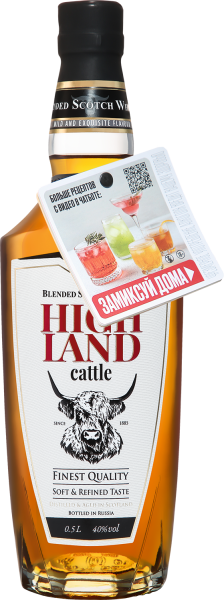Виски Хайленд Кэттл Блендед с картхолдером и стикером 40% 0,5 л фото