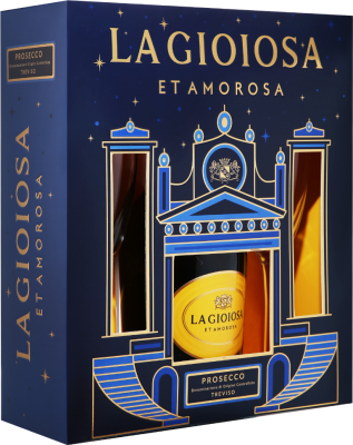 Вино игристое Белое Брют La Gioiosa Prosecco Treviso with 2 glasses in gift box 0,75 л фото