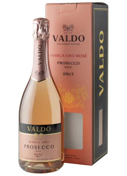 Вино игристое Розовое Брют Valdo Marca Oro Prosecco Rose Brut in gift box 2024 0,75 л фото