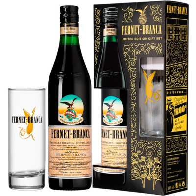 Ликер Fernet-Branca with a glass in gift box 0,7 л фото