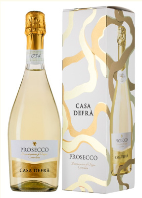 Вино игристое Белое Брют Casa Defra Prosecco in gift box 0,75 л фото