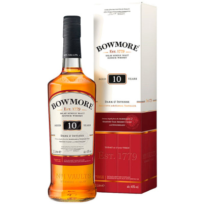 Виски Bowmore 10 Years Old Dark & Intense Single Malt Islay in gift box 1,00 л фото