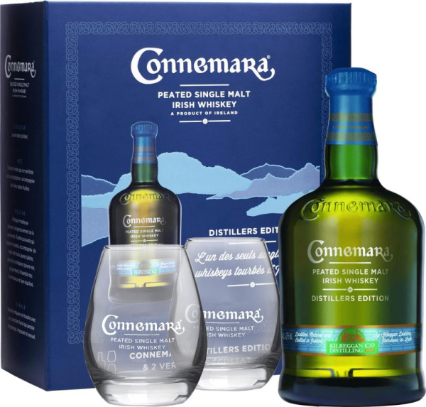 Виски Connemara Peated Single Malt with 2 glasses in gift box 0,7 л фото
