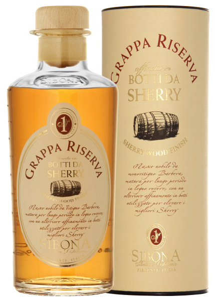 Граппа Sibona Riserva Sherry Wood Finish in metall tube 2017 0,5 л фото