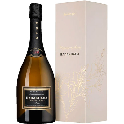 Вино игристое Белое Брют Zolotaya Balka Balaklava Chardonnay in gift box 0,75 л фото