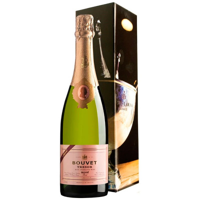 Вино игристое Розовое Брют Bouvet Ladubay Tresor Rose Brut in gift box 0,75 л фото