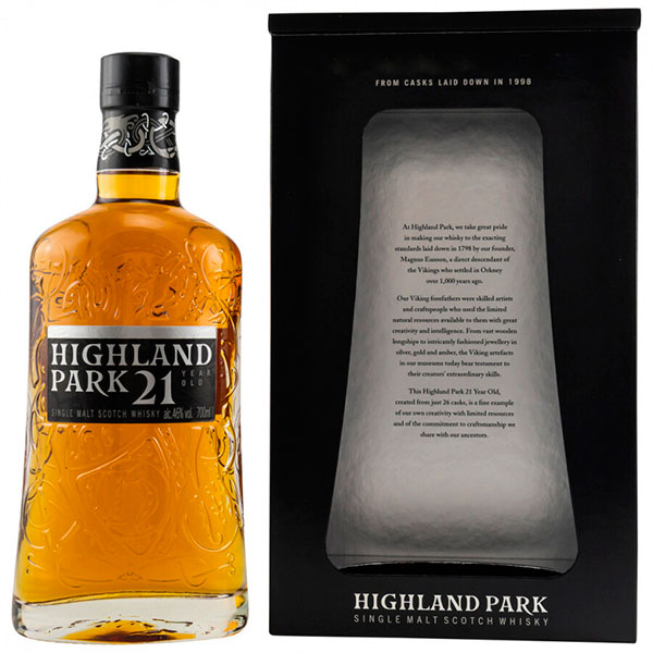 Виски Highland Park 21 Years Old Single Malt Orkney in gift box 0,7 л фото