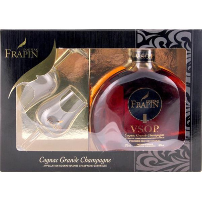 Коньяк Frapin VSOP Grande Champagne with 2 glasses in gift box 0,70 л фото