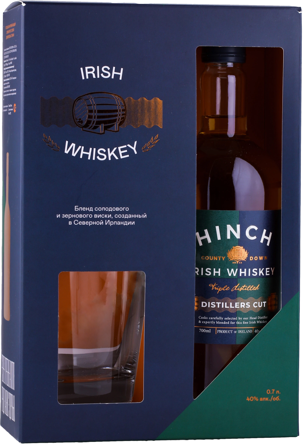 Виски Hinch Distillers Cut with a glass in gift box 0,7 л фото