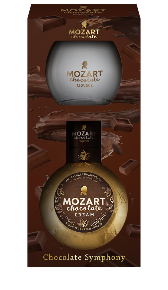 Ликер Mozart Chocolate Cream in gift box with round glass 0,5 л фото