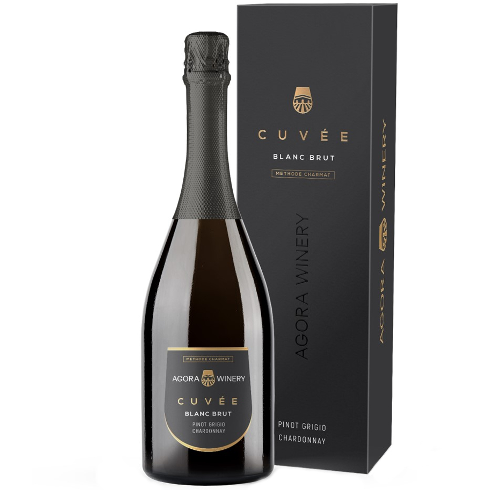 Вино игристое Белое Брют Agora Cuvee Pinot Grigio Chardonnay in gift box 2025 0,75 л фото