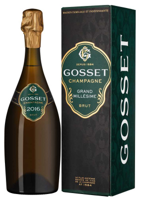 Вино игристое Белое Экстра Брют Gosset Grand Millesime Brut Champagne in gift box 2016 0,75 л фото