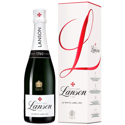 Шампанское Белое Полусухое Lanson Le White Label Sec Champagne in gift box 0,75 л фото