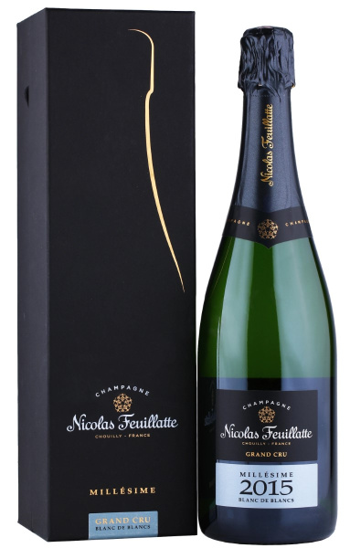Вино игристое Белое Брют Nicolas Feuillatte Grand Cru Blanc de Blancs Brut in gift box 2015 0,75 л фото