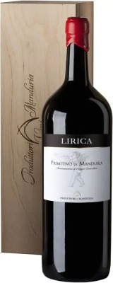 Вино Красное Сухое Produttori di Manduria Lirica Primitivo di Manduria in wooden box 2023 5 л фото