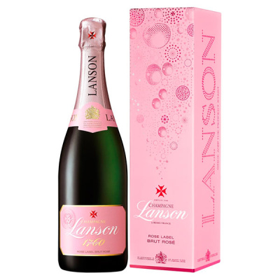 Вино игристое Розовое Брют Lanson Rose Label Brut Champagne in gift box 2015 0,75 л фото