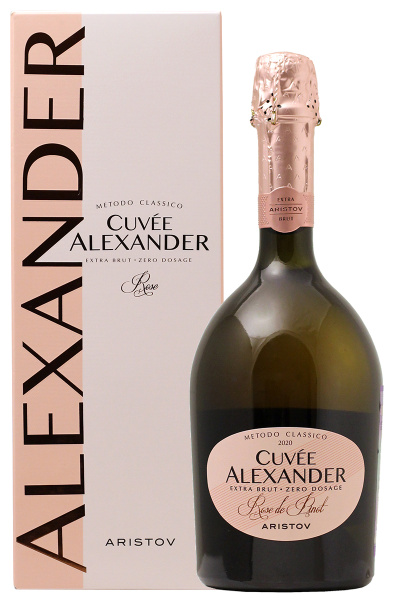 Вино игристое Розовое Экстра Брют Aristov Cuvee Alexander Rose de Pinot Extra Brut in gift box 2022 0,75 л фото