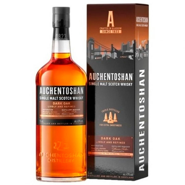 Виски Auchentoshan Dark Oak Single Malt Lowland in gift box 1,00 л фото