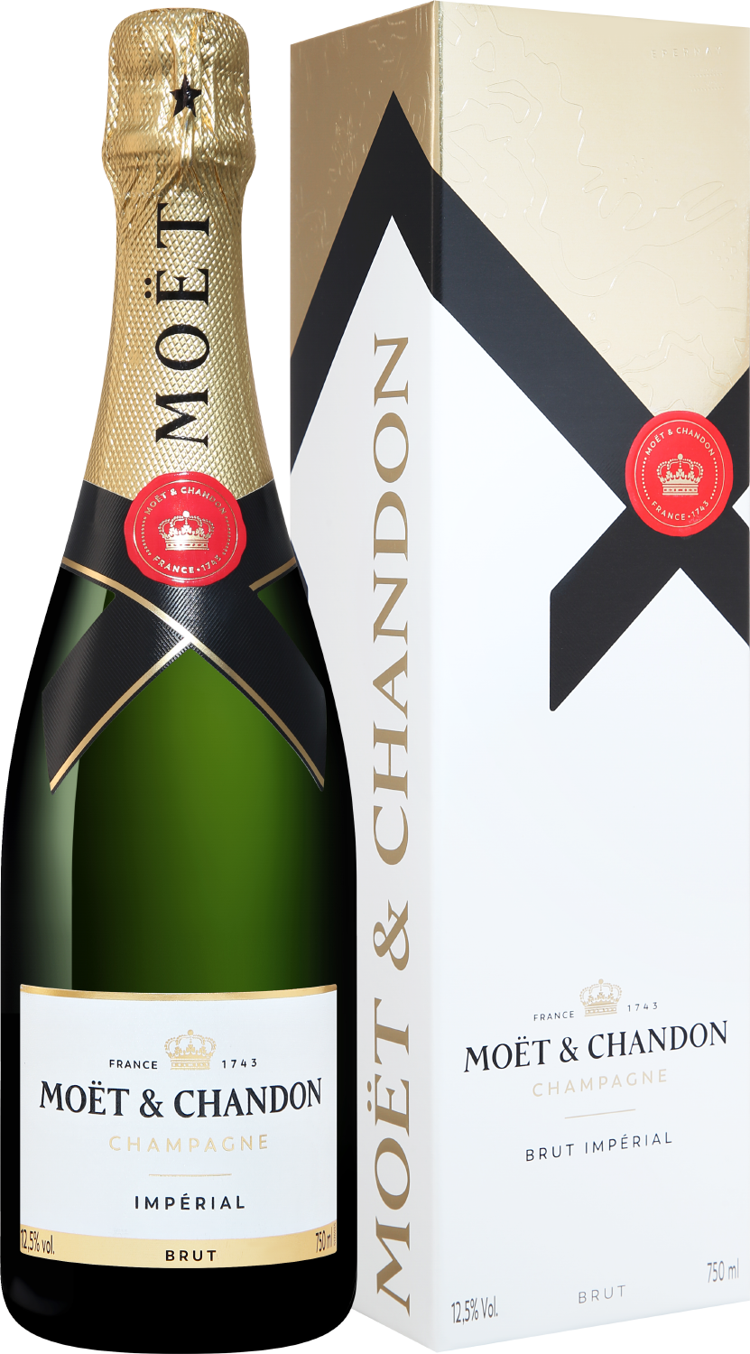 Вино игристое Белое Брют Moet & Chandon Imperial Brut Champagne in gift box 0,75 л фото