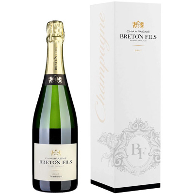 Шампанское Белое Брют Breton Fils Tradition Brut in gift box 0,75 л фото