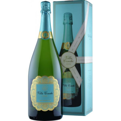 Вино игристое Белое Брют Villa Conchi Brut Seleccion Cava in gift box 1,5 л фото