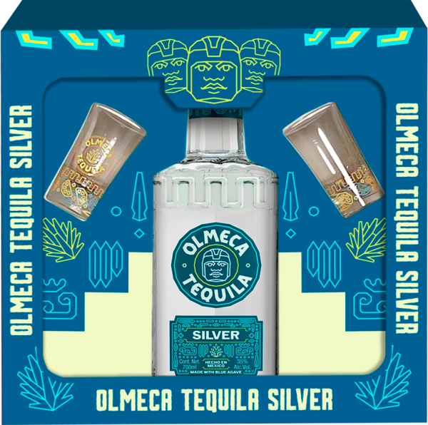 Текила Olmeca Silver with 2 shots in gift box 0,7 л фото