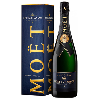 Вино игристое Белое Полусладкое Moet & Chandon Nectar Imperial Champagne in gift box 0,75 л фото