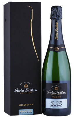 Шампанское Белое Брют Nicolas Feuillatte Grand Cru Blanc de Blancs Brut in gift box 2015 0,75 л фото