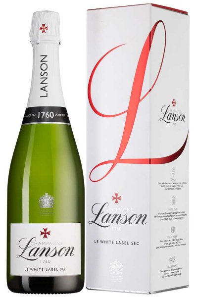 Вино игристое Белое Полусухое Lanson Le White Label Sec Champagne in gift box 2019 0,75 л фото