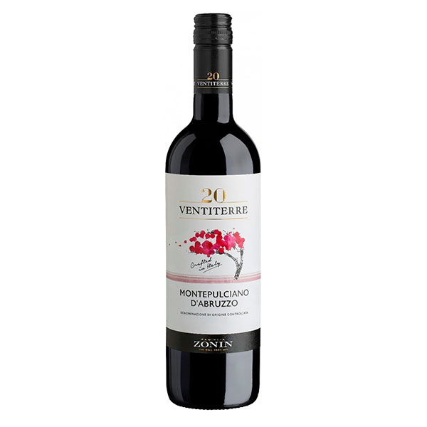 Вино Красное Полусухое Zonin 20 Ventiterre Montepulciano d'Abruzzo 2019 0,75 л фото