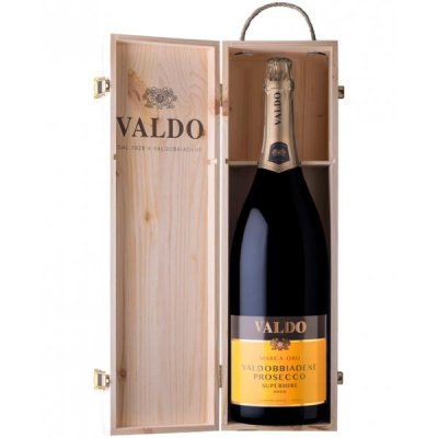 Вино игристое Белое Брют Valdo Marca Oro Valdobbiadene Superiore Brut in wooden box 3 л фото