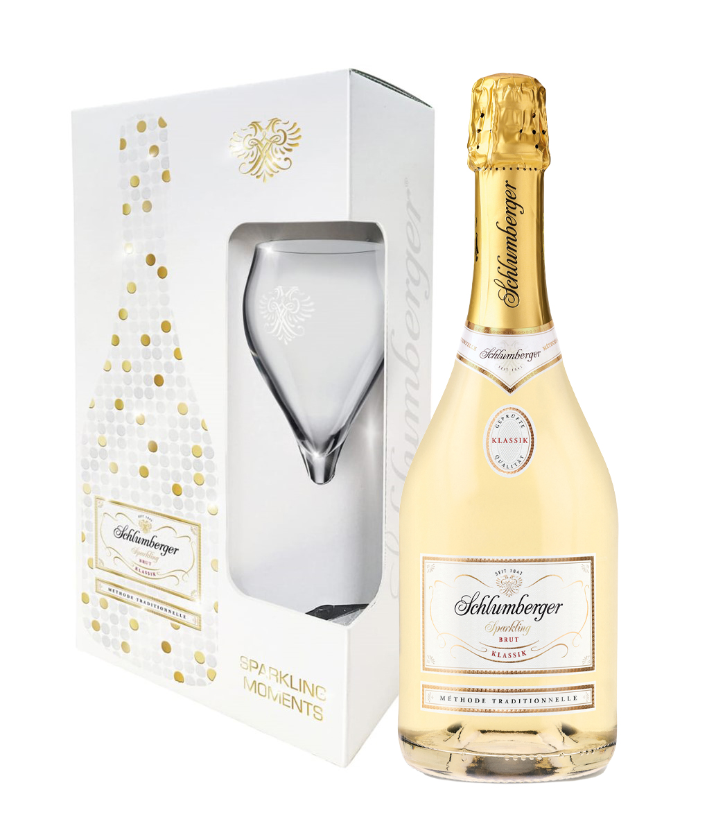 Вино игристое Schlumberger Sparkling Brut Klassik with a glass in gift box 0,75 л фото