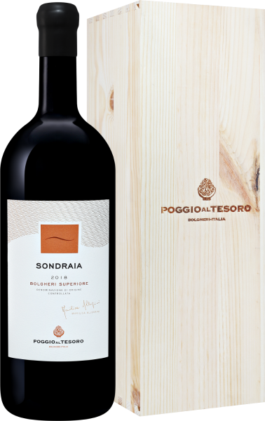 Вино Красное Сухое Poggio Al Tesoro Sondraia Bolgheri Superiore in gift box 2018 1,5 л фото