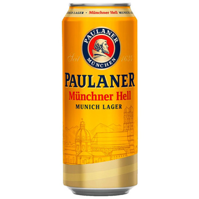 Пиво Светлое Paulaner Munchner Hell in can 0,5 л фото