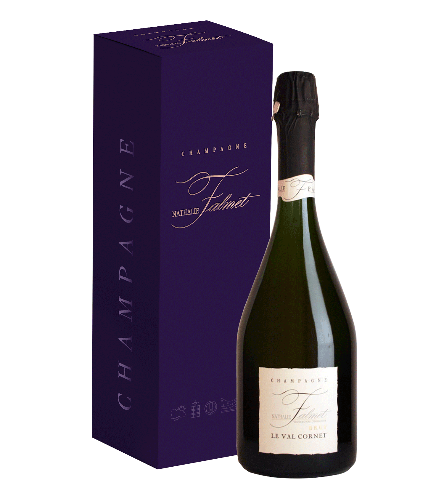 Шампанское Nathalie Falmet Le Val Cornet Brut Champagne in gift box 2017 0,75 л фото