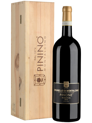 Вино Красное Сухое Pinone Brunello di Montalcino Riserva in wooden box 2016 1,5 л фото