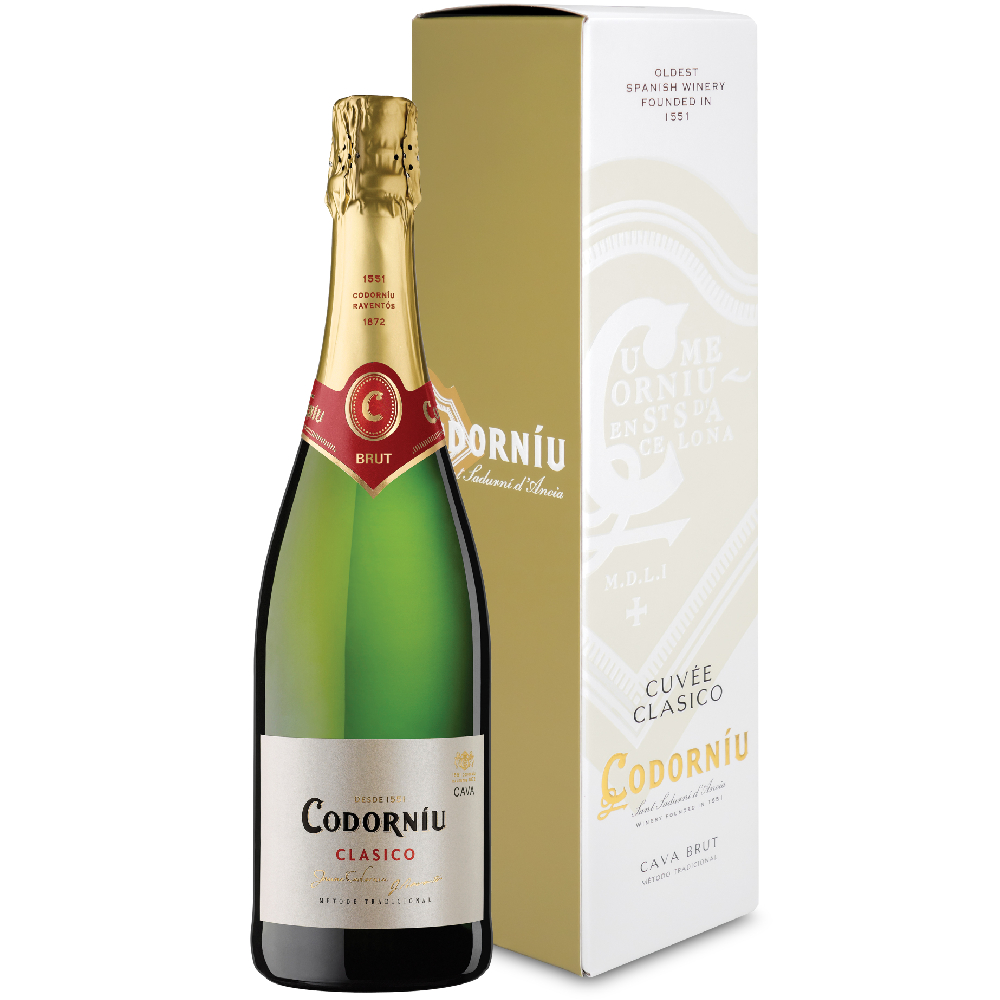 Вино игристое Белое Брют Codorniu Clasico Brut Cava in gift box 2023 0,75 л фото
