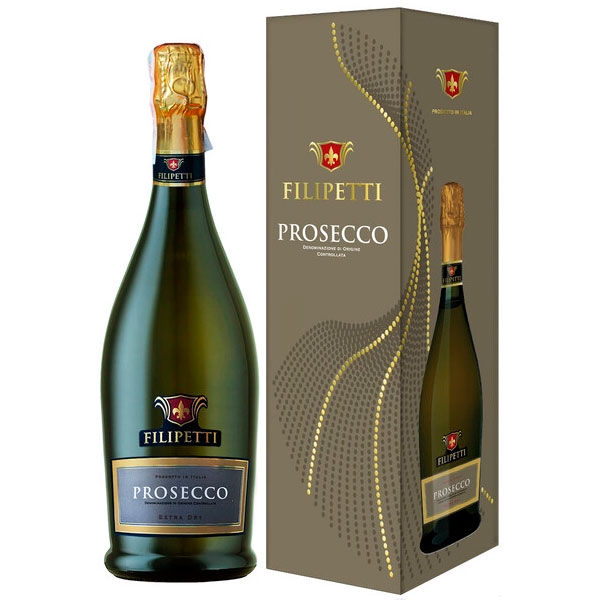 Вино игристое Белое Брют Filipetti Prosecco Extra Dry in gift box 0,75 л фото