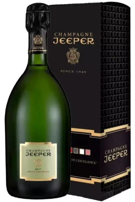 Шампанское Белое Брют Jeeper Grand Assamblage Brut Champagne in gift box 0,75 л фото
