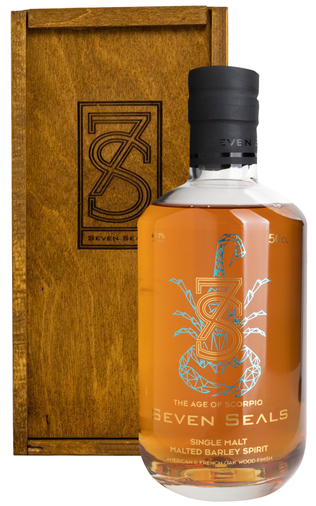 Виски Seven Seals Zodiac The Age of Scorpio Single Malt in wooden box 0,5 л фото