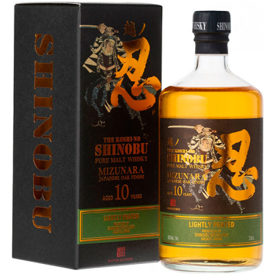 Виски Shinobu 10 Years Old Pure Malt Mizunara Japanese Oak Finish Lightly Peated in gift box 0,7 л фото